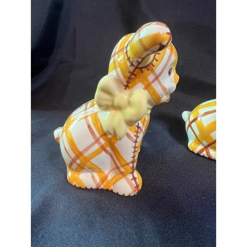 Vintage Brayton Laguna Pottery Plaid Puppy Dog Salt & Pepper Shakers 1930s Calif